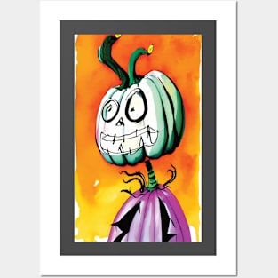 Halloween Scary Evil Pumpkin Funny Pumpkin Head Posters and Art